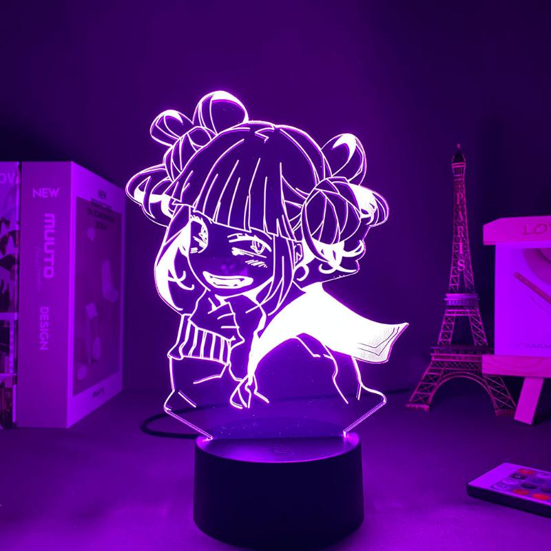 Night Lights LED Panel featuring My Hero Academia's Himiko Toga, perfect as a gift for kids or girlfriend to decorate bedrooms