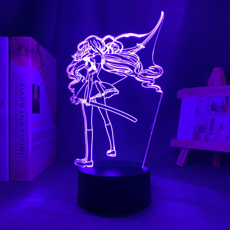 Night Lights Manga 3D Lamp featuring Blood C's Saya Kisaragi, perfect for kids' room decor, anime LED lighting, and as a birthday gift for children