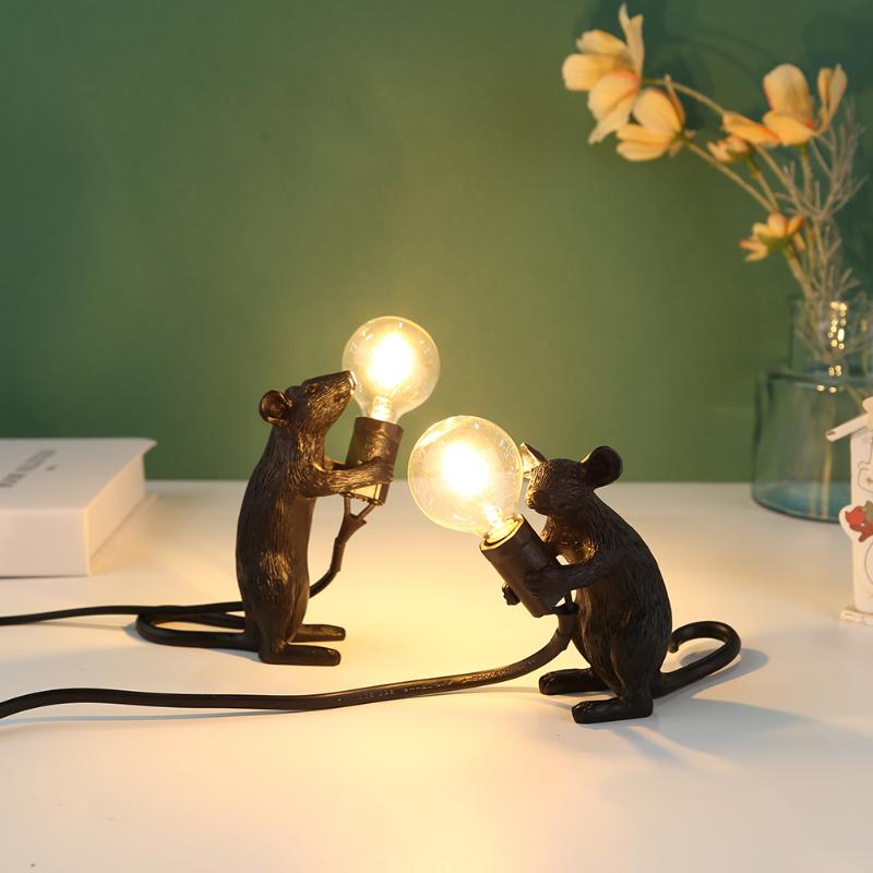 Night Lights Modern Animal Mouse LED Table Lamp Nordic Resin Light Home Living Room Bedroom Bedside Restaurant Aisle Lighting Decorativ