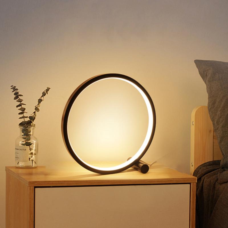 Night Lights O Type Simple Modern Style LED Standing Table Lamp USB Eye Protection Reading Acrylic Metal Wall Touch Bedside Light
