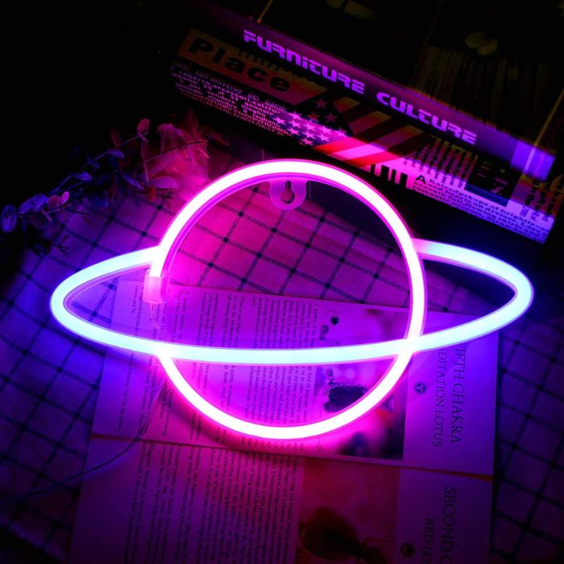 Night Lights Planet LED Neon Light Sign Bedroom Decor Lamp For Rooms Wall Art Bar Party USB Or Battery Powered
