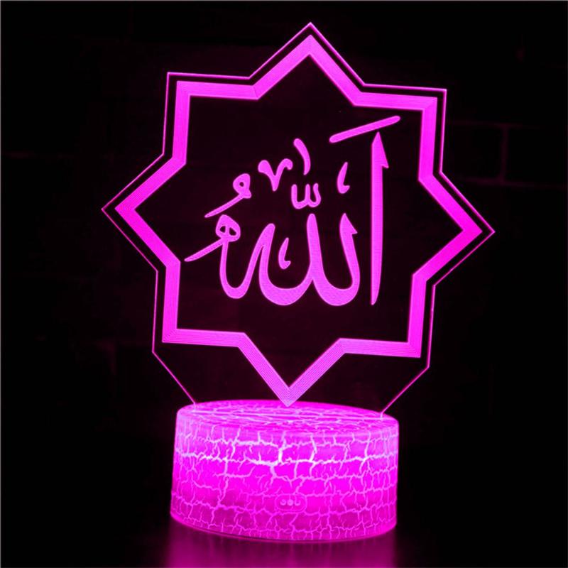 Night Lights Ramadan Light Eid Mubarak Home Bedroom Desktop Bedside Room LED Holiday Decoration Ornaments 16 Colors
