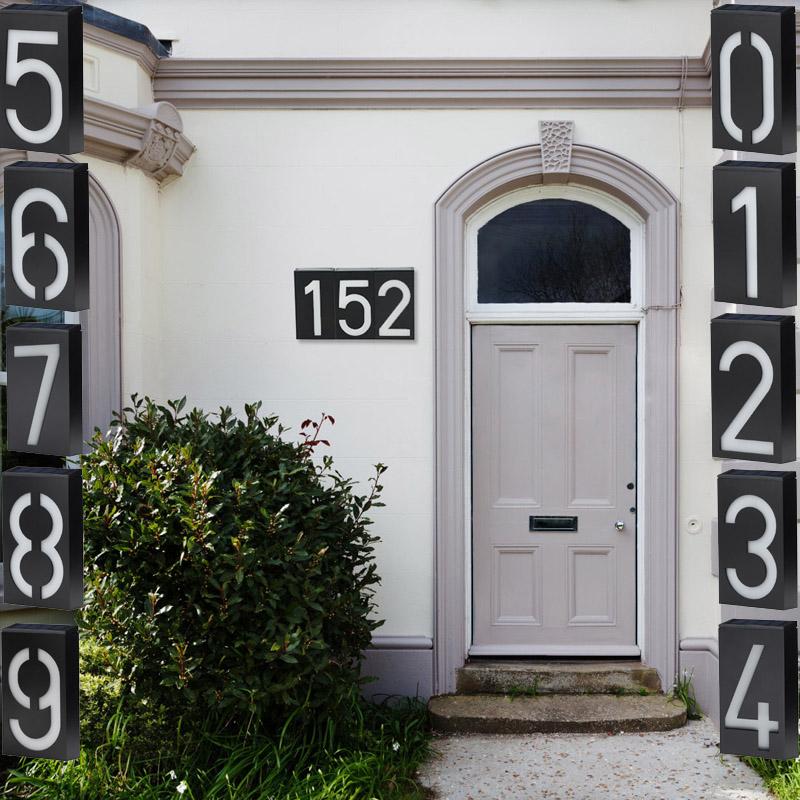 Night Lights Solar Power LED Light Sign House El Digital Doorplate Address Plaque Number Digits Plate Lampes Solaire 1pc
