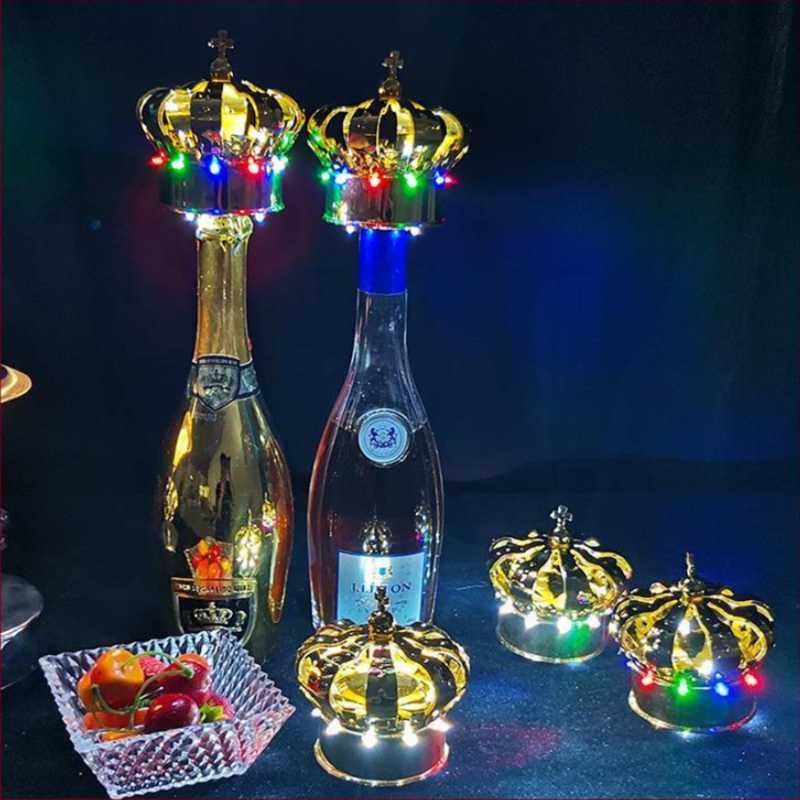 Night Lights Thrisdar LED Strobe for Champagne Wine Bottle Crown Shape Topper Light Up Flashing Stopper