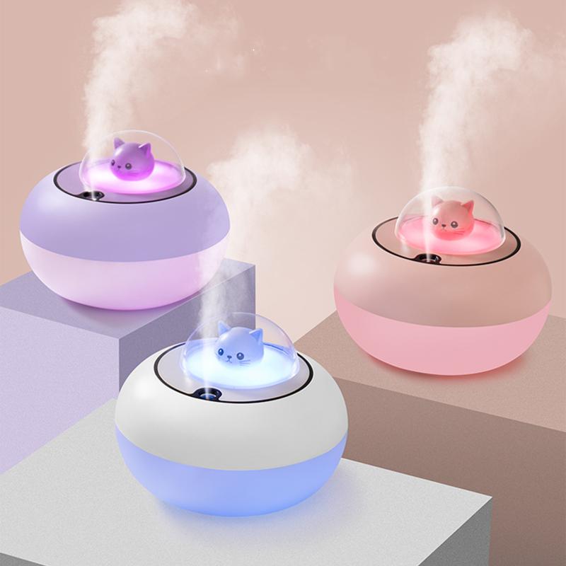 Night Lights USB Air Portable Humidifier 7 Color Change Cute Cat Led Light Purifier Bedroom Living Room