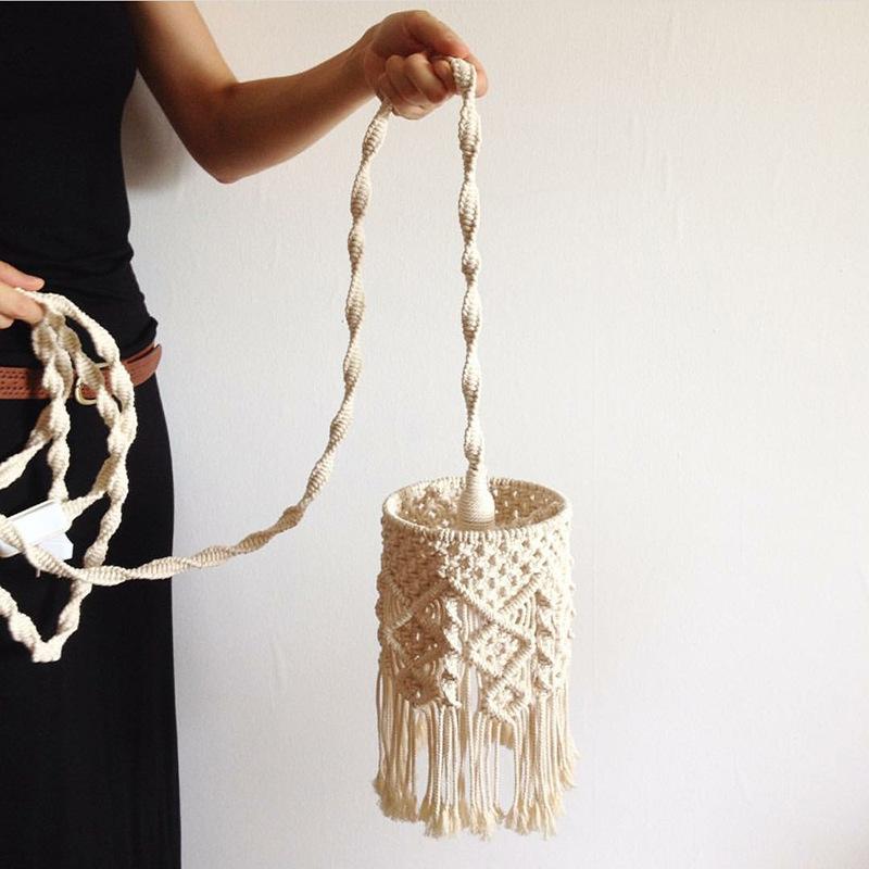 Nordic Bohemian handwoven lampshade with tassels for wall decor in homes and restaurants