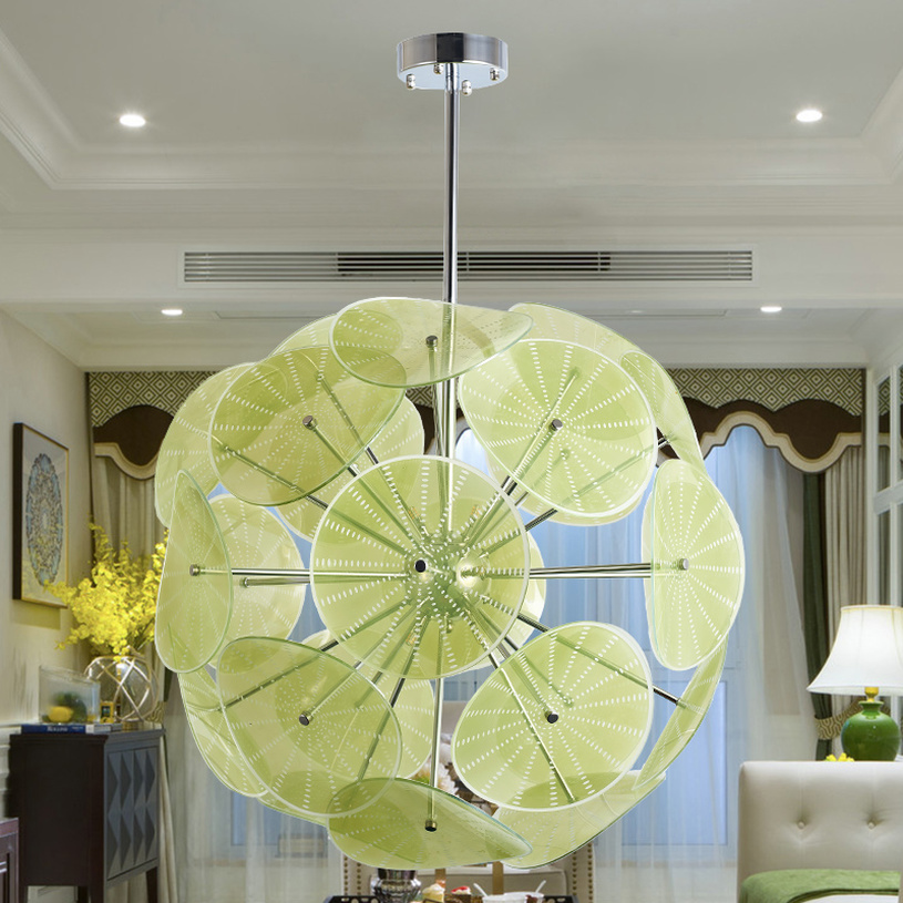 Nordic handcrafted chandelier featuring Murano crystal glass with LED lighting, perfect for living room decor