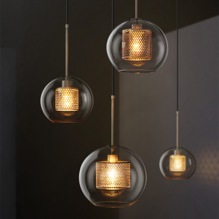 Nordic industrial pendant light with retro design, featuring creative and minimalist glass shade for kitchen LED lighting, shipped free