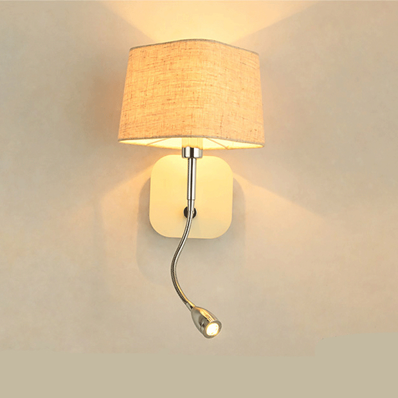 Nordic LED wall lamps in white or black for bedrooms, featuring adjustable arms and flexible reading light options with AC110V/220V compatibility