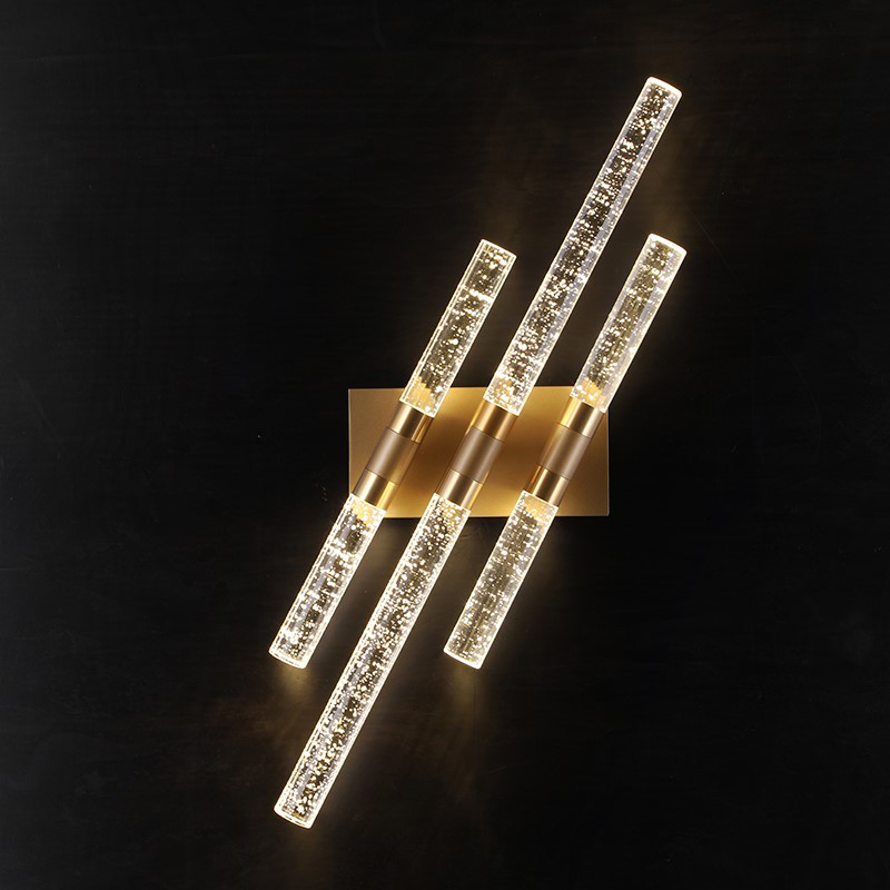 Nordic LED wall lights for living rooms, modern minimalist crystal bedroom lamps with creative aisle mirror headlights
