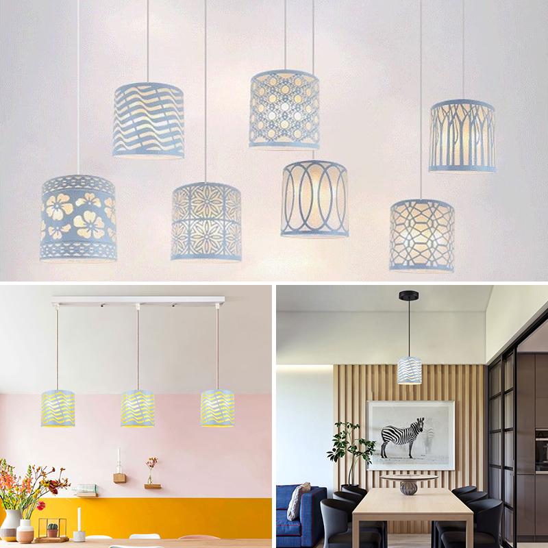 Nordic minimalist vintage-style iron lampshades with artistic hollow designs for beds, dining chandeliers, and home decor