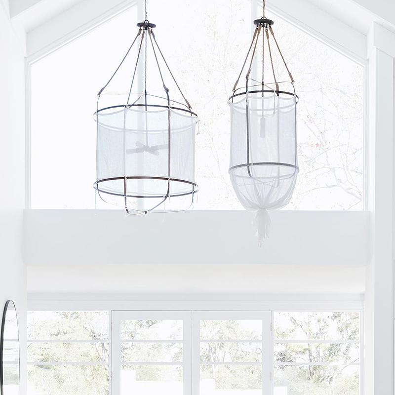 Nordic modern linen pendant shade for living room lighting