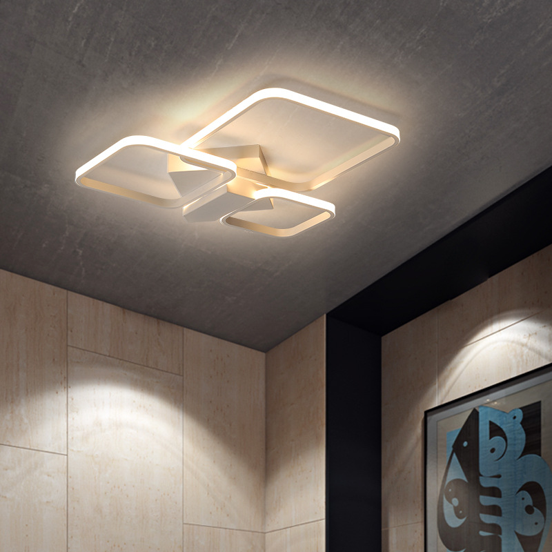 Nordic modern minimalist aluminum office ceiling lights, rectangular pendant lamps for bedrooms and restaurants