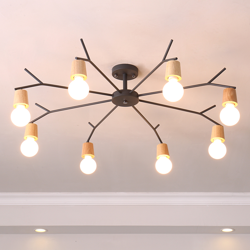 Nordic modern wooden LED ceiling lamps for stylish living room and bedroom lighting
