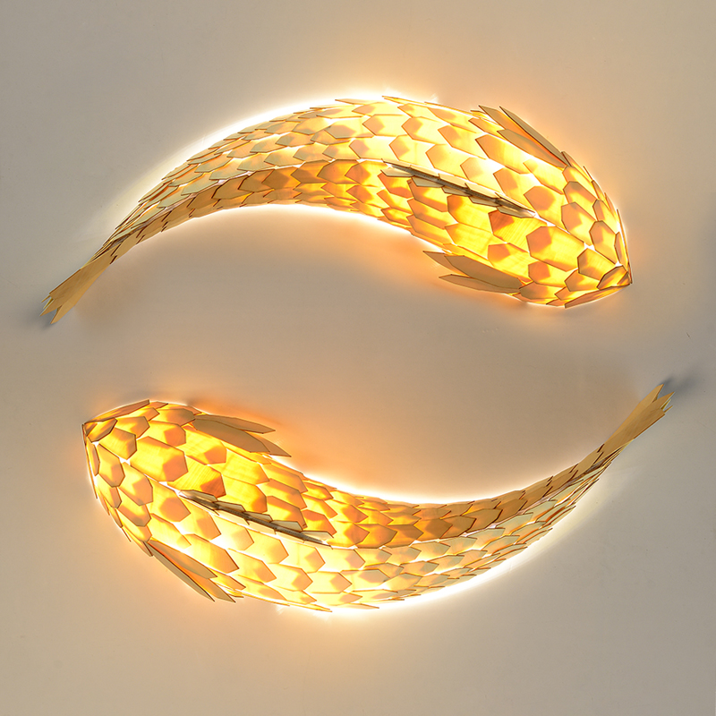 Nordic postmodern creative carp-shaped LED wall lamp for dining rooms, living spaces, hotels, and villas