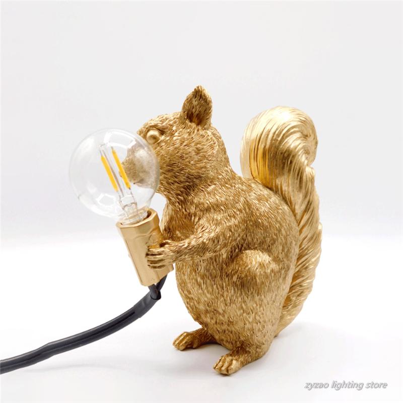 Nordic squirrel night light for kids' room decor, a cute animal-themed bedside lamp