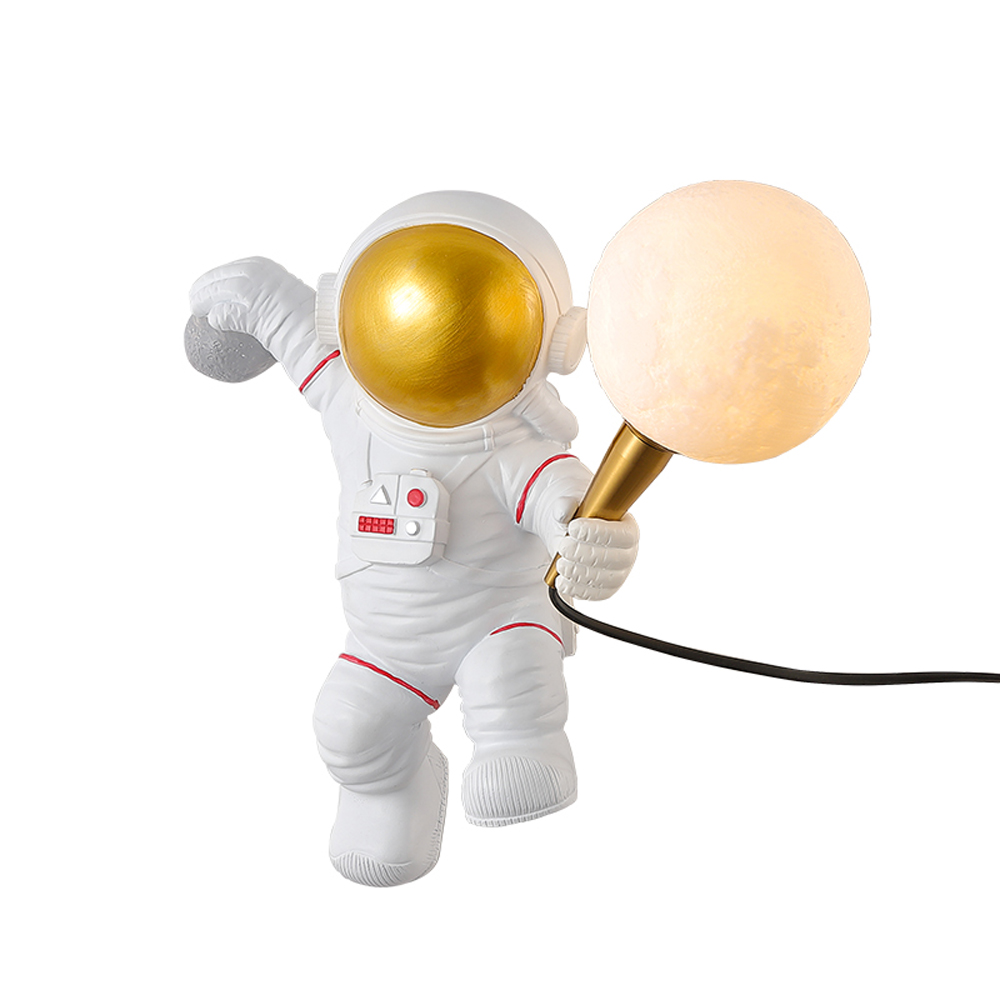 Nordic-inspired astronaut moon wall lamp for creative restaurant or study spaces, offering eye-protective LED lighting ideal for bedrooms, kids' rooms, and bedside decor