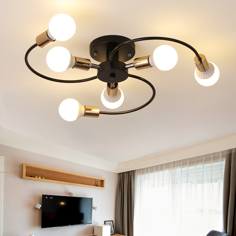 Nordic-inspired LED ceiling lamps for modern homes, featuring black iron flush mounts to enhance living room ambiance