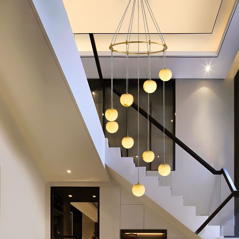 Nordic-inspired marble ball LED staircase lights for elegant living room, kitchen, or home decor in gold with long-lasting shine