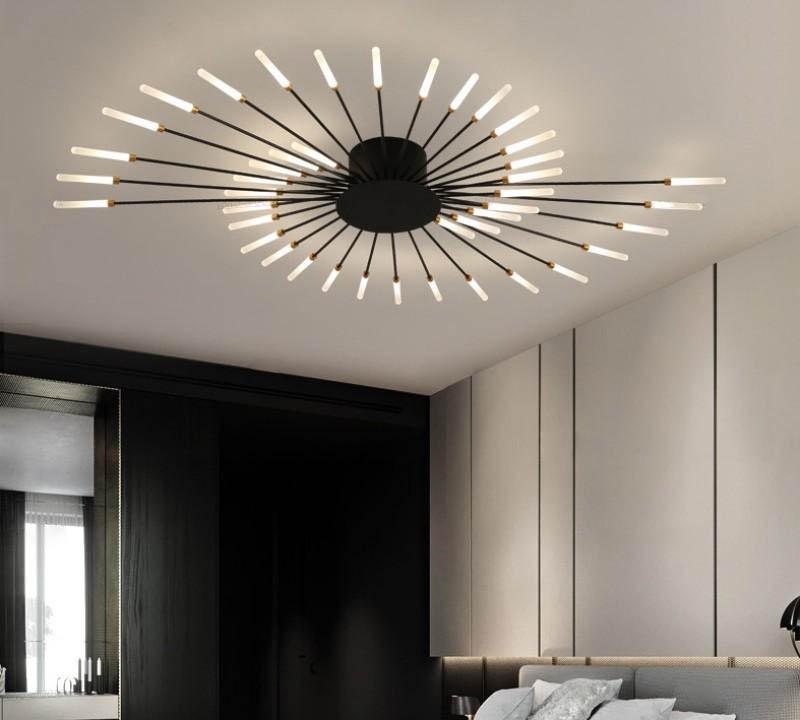 Nordic-inspired modern chandelier for living room, elegant gold design with luxurious ambiance
