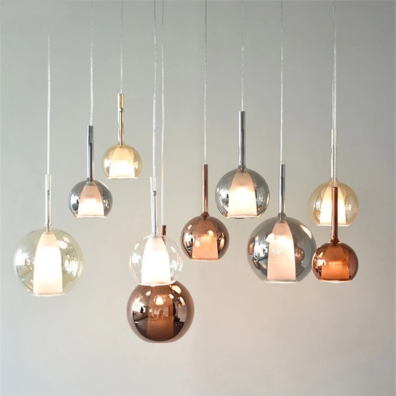 Nordic-inspired modern glass pendant lights with LED, perfect for dining rooms, living spaces, bars, restaurants, and kitchens