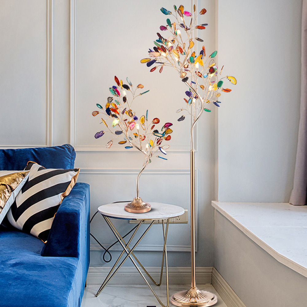 Nordic-inspired modern LED table lamp for living room, bedroom, or wedding decor with agate branch design