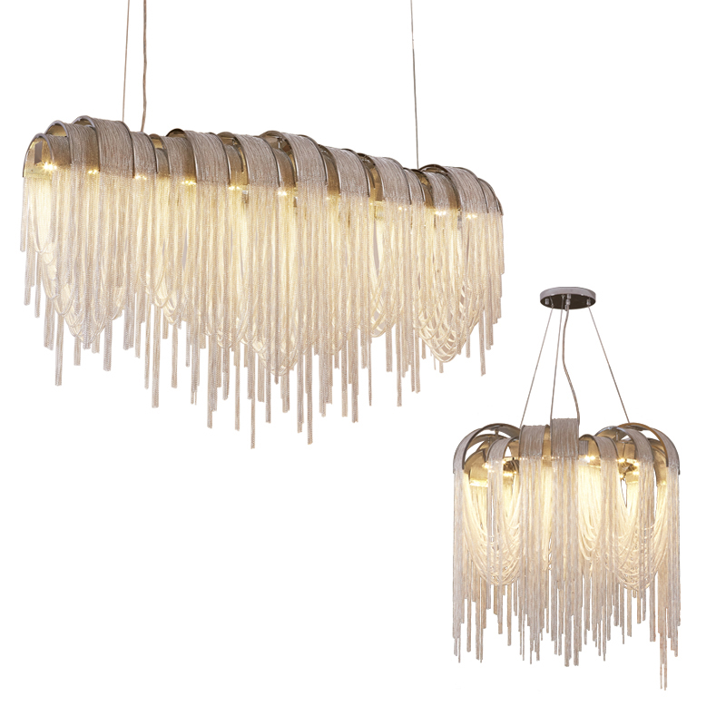 Nordic-inspired postmodern hanging chandelier with tassel accents for living and dining spaces