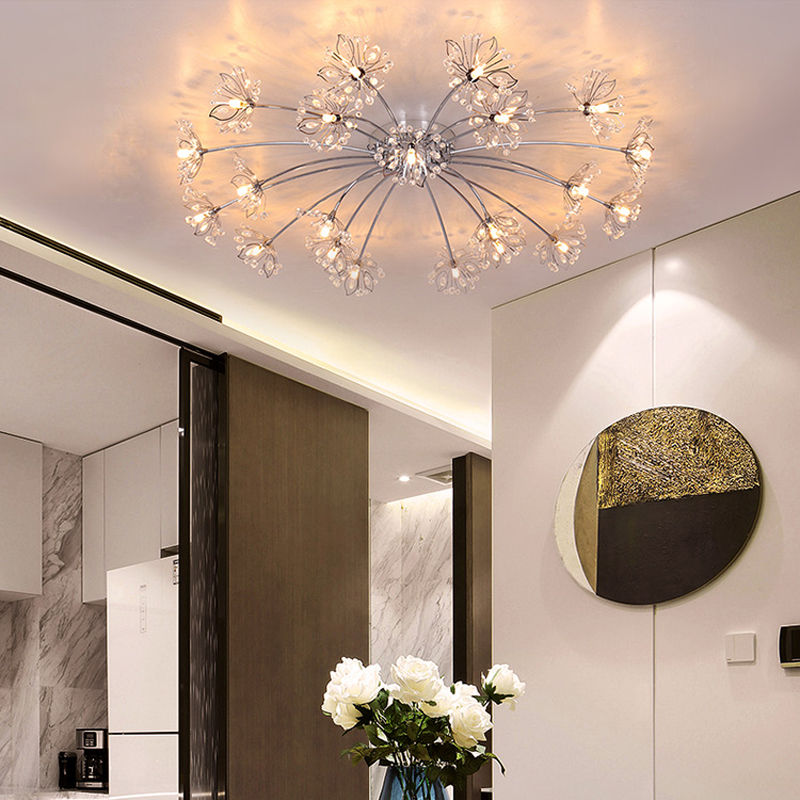 Nordic-inspired postmodern LED ceiling light with crystal accents for elegant living rooms and bedrooms