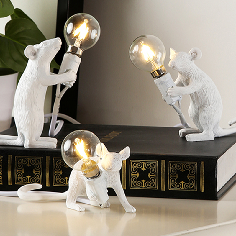 Nordic-inspired resin table lamp featuring creative animal designs, perfect for bedside or desk decoration