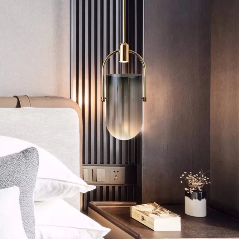 Nordic-inspired smoke glass pendant lamp with LED lighting for stylish dining rooms and bedrooms