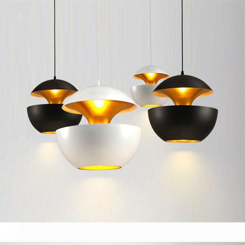 Nordic-style black and white aluminum pendant light with LED bar, suitable for 110V to 260V