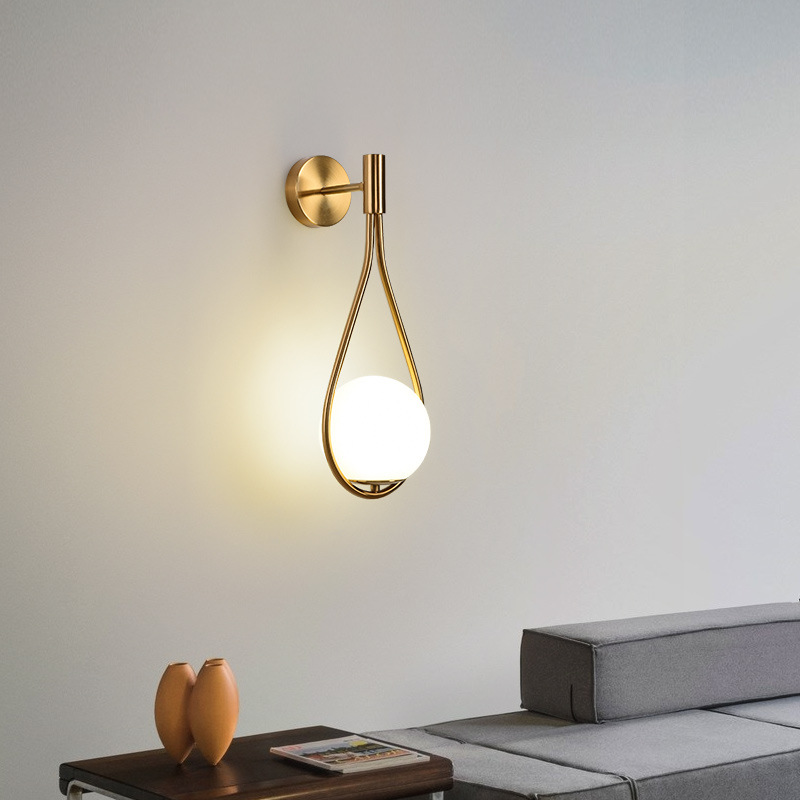 Nordic-style copper wall lamp with minimalist design, ideal for bathroom mirrors, bedroom nightstands, living rooms, hallways, and stair LED lighting