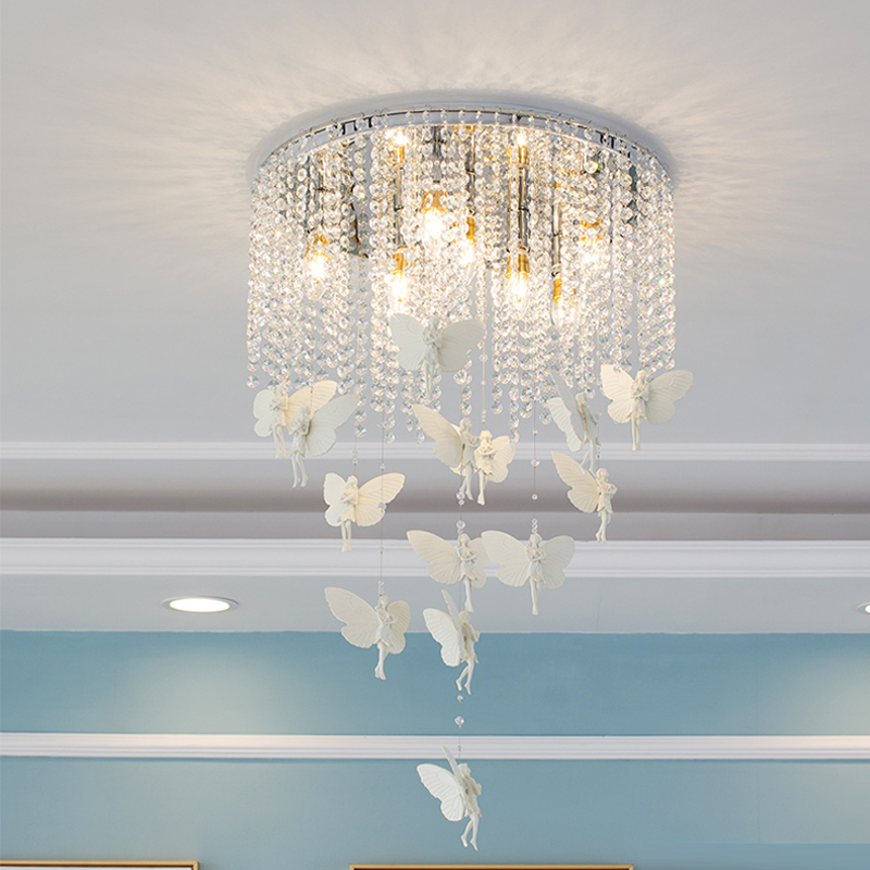 Nordic-style crystal ceiling lamp for modern dining rooms, bedrooms, clothing stores, hotels, and living rooms with LED lighting