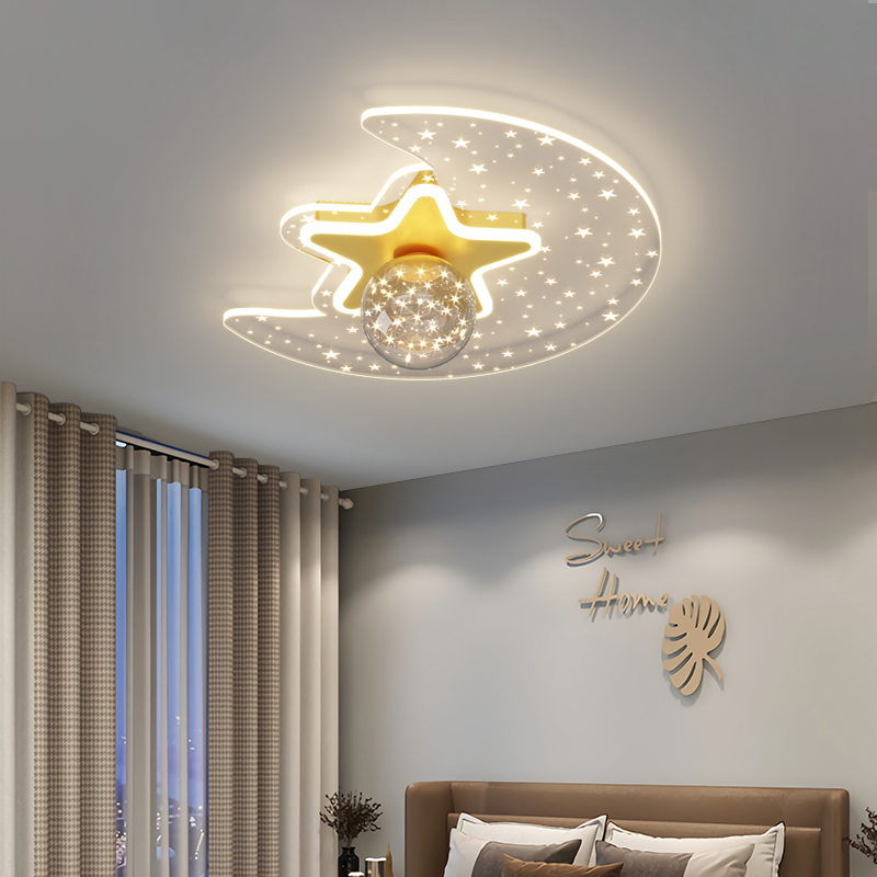 Nordic-style Gypsophila study room ceiling lights featuring warm cartoon designs, modern LED illumination for living rooms and indoor spaces
