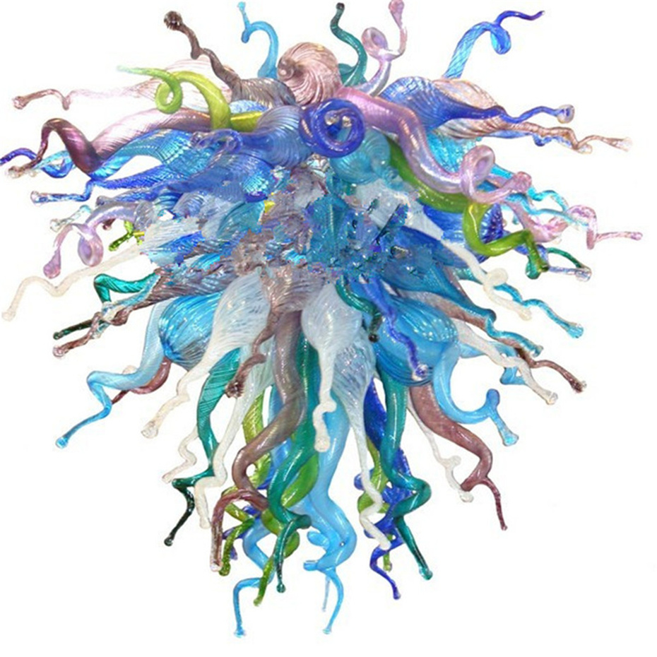 Nordic-style multicolored LED chandelier with handcrafted glass pendants for living rooms, bedrooms, and hotels, customizable upon request