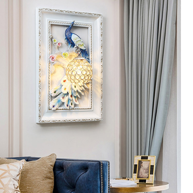 Nordic-style peacock wall lamps for creative living room and bedroom lighting