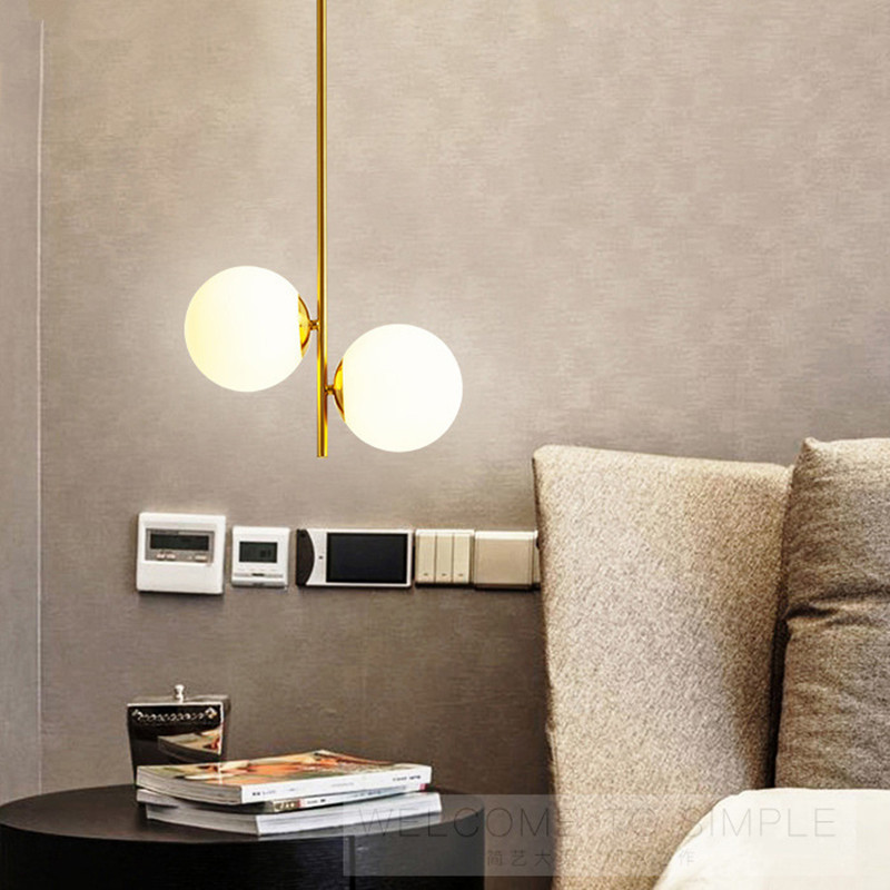 Nordic-style pendant lamp with gold metal pipe, 62cm height, featuring 1-2 G9 LED bulbs for corridor lighting