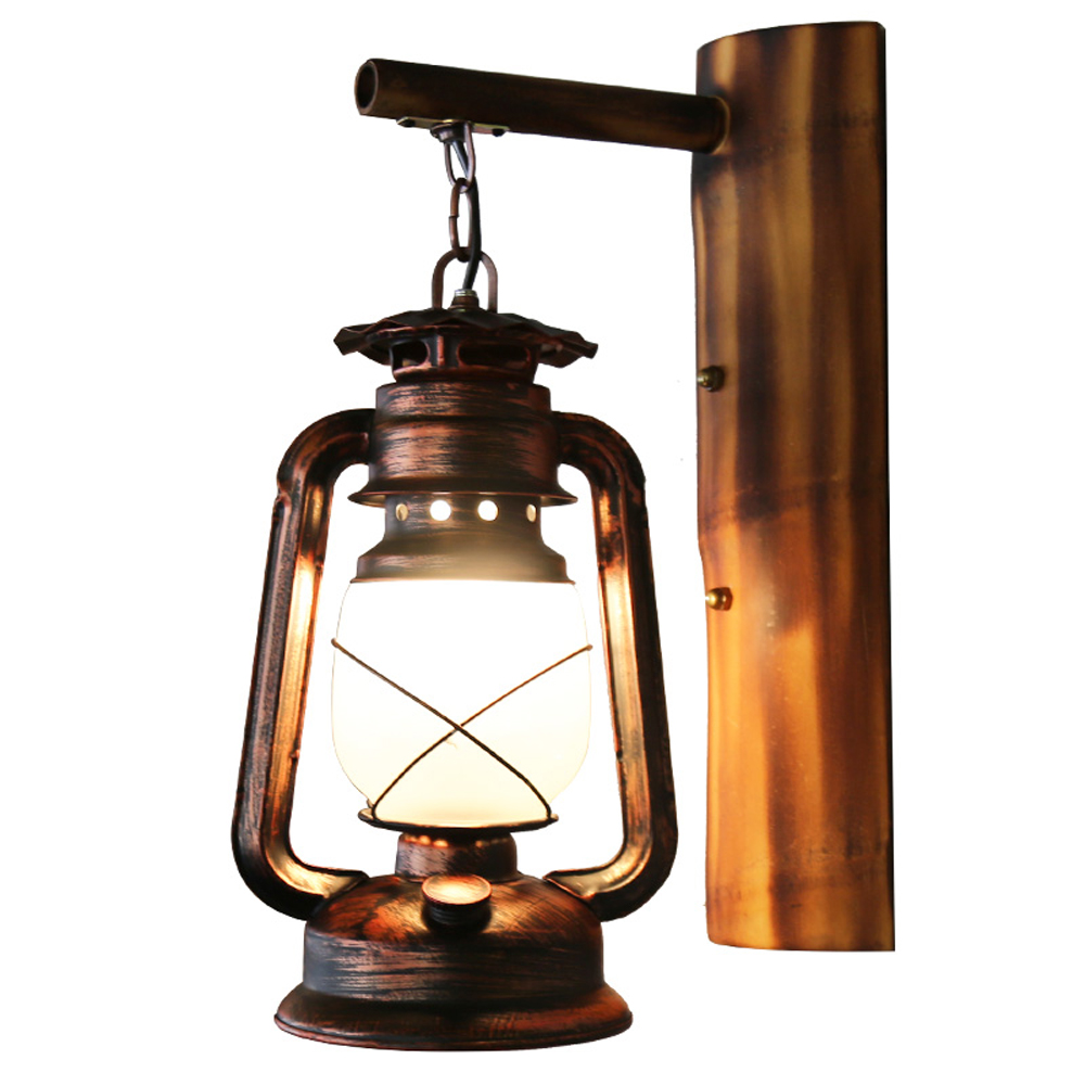 Nordic-style vintage American country wall lamp for hallways, stairs, and bedroom lighting with a creative iron sconce design