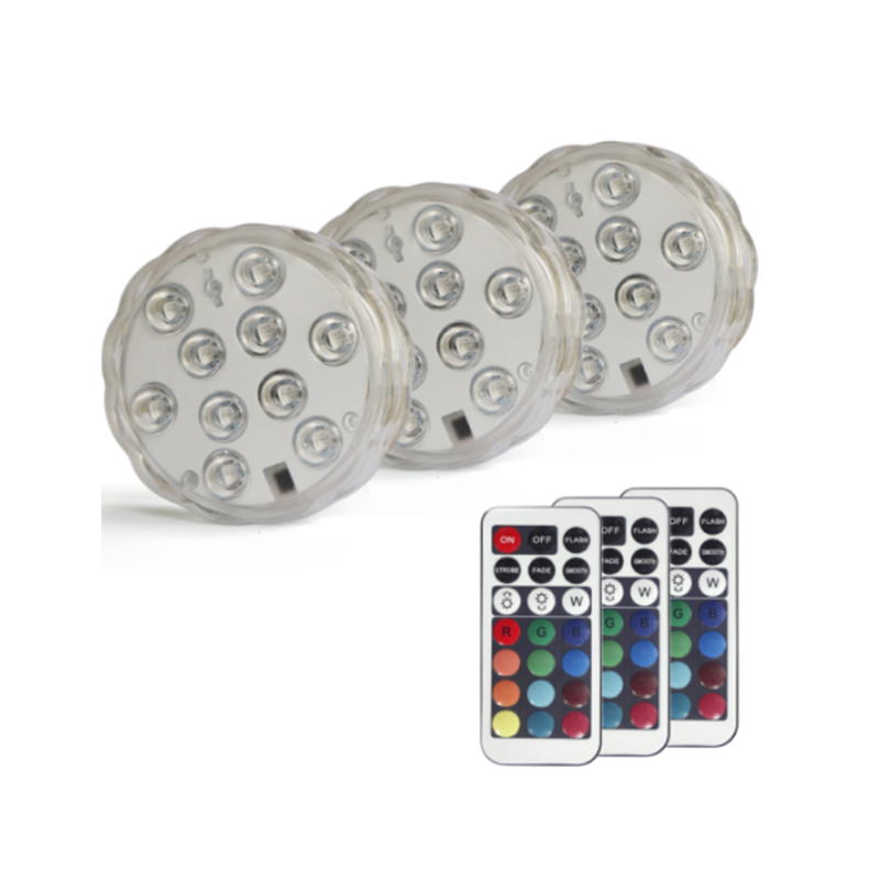 Novelty RGB water night light, battery-operated 10-LED diving lamp