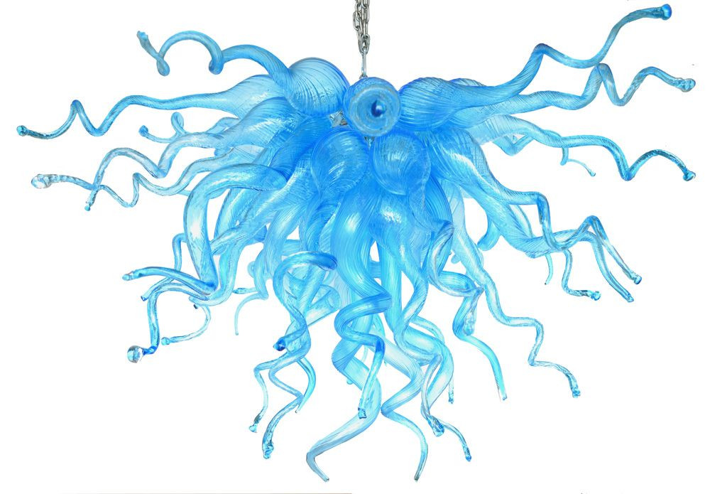 Now Trending Hand Blown Glass Chandelier Light Free Shipping AC Led Hand Blown Glass Pendant Light Blue Modern Crystal Chandelier Lighting