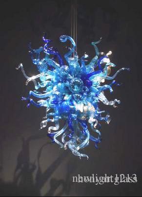 Ocean Blue Glass Ceiling Lamp with Murano Blown Glass and LED Lighting for Villa Decor