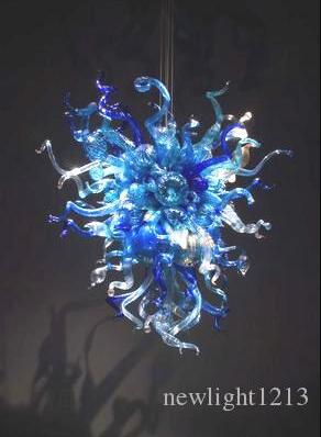 Ocean Blue LED Ceiling Lights with Murano Glass for Villa Chandelier Decor