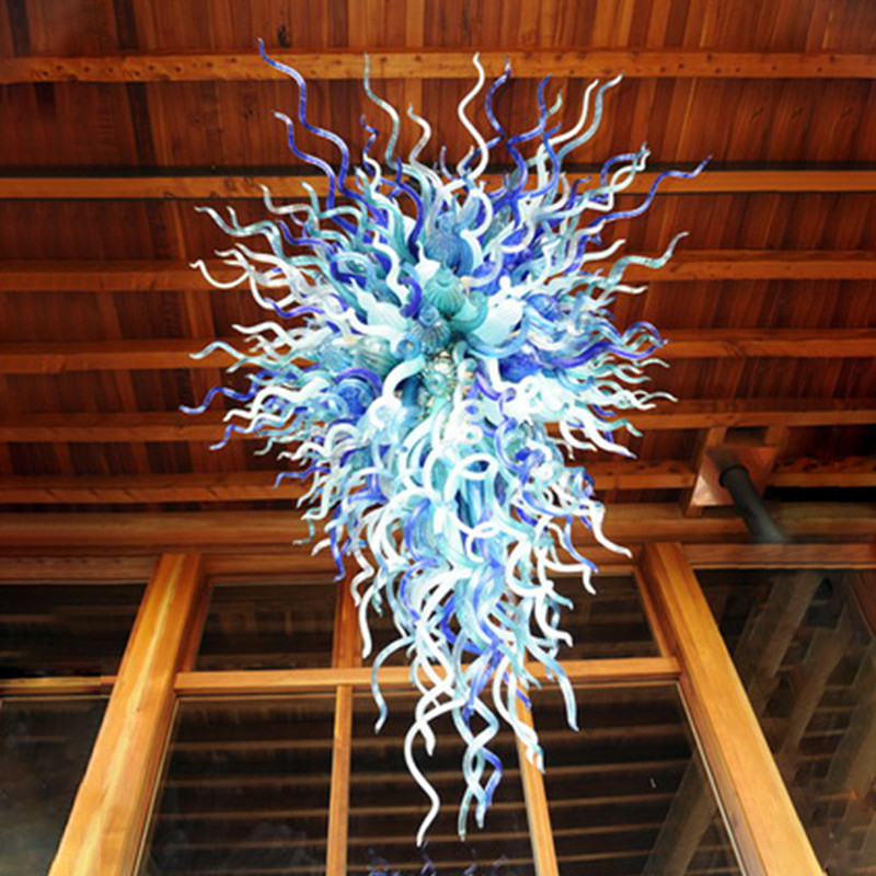 Ocean Mist Chandelier Lamps Pendant Chandeliers Art Deco Blue Hand Blown Glass Lighting Modern Living Room Light 110/240V
