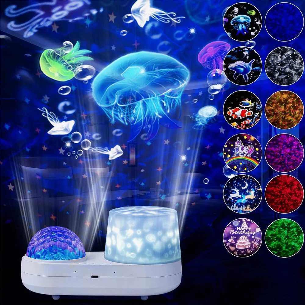 Ocean Wave Kids Projector Night Light Projector 360Rotating Jellyfish Lamp Baby Toddler Bedroom Ceiling Birthday Christmas Gift C250912
