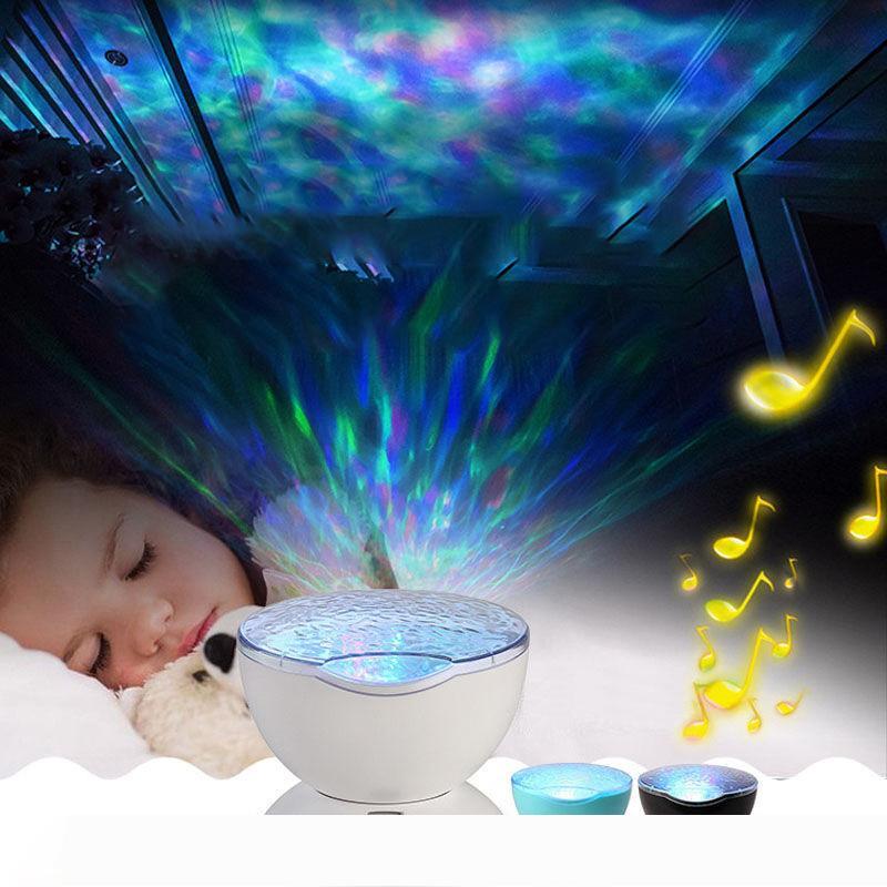 Ocean wave night light projector with music player romantic color changing LED party decoration projection bulb mood lighting suitable

Rewritten version:
Romantic ocean wave LED projector with music, color-changing mood lighting for parties