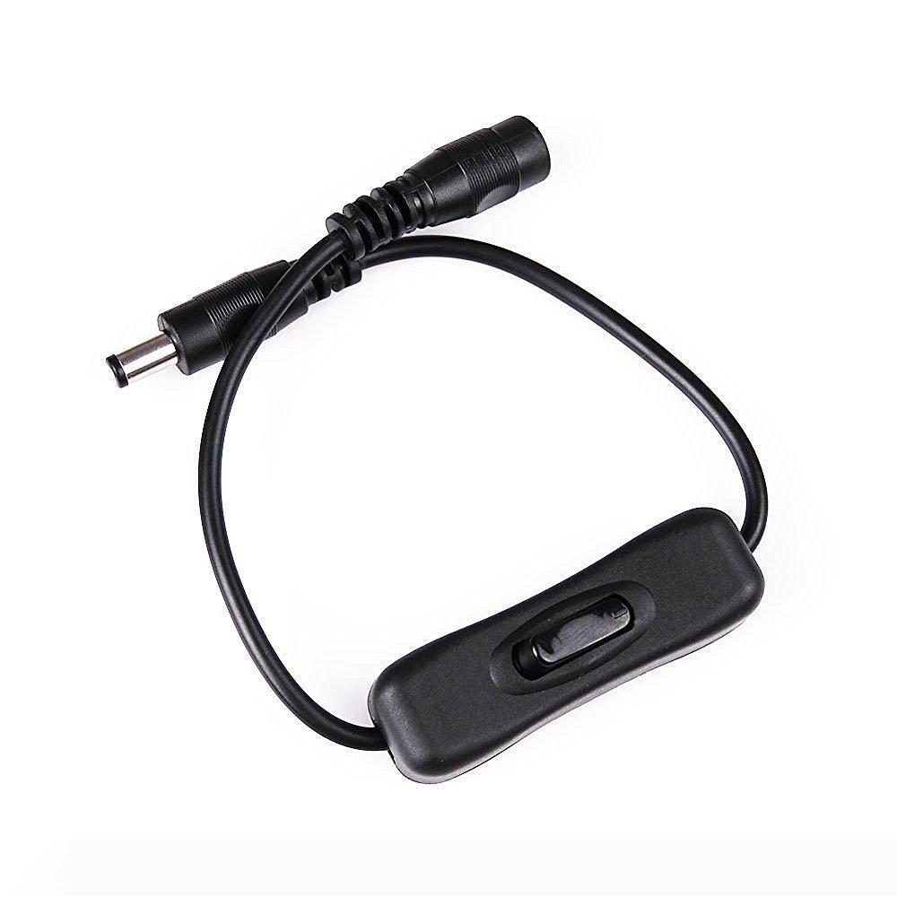 On Off Switch Cable With 5.5x2.1mm Male Female DC Connector For Led Strip Black