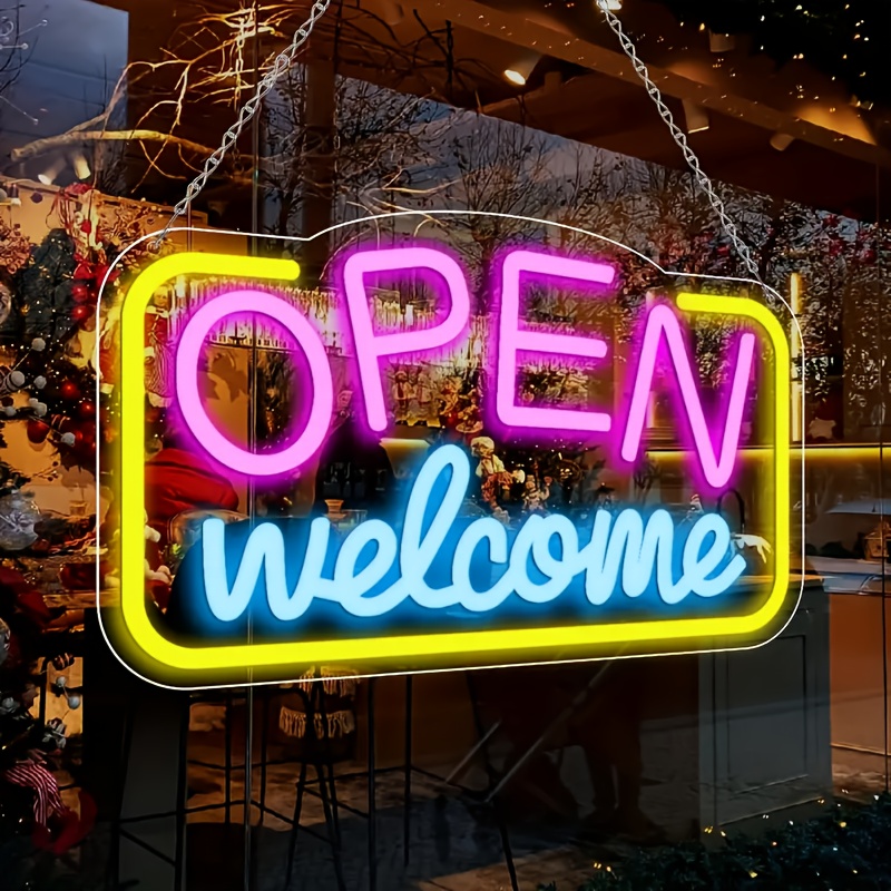 Open Door Sign Neon Light, perfect for bars, cafes, hotels and shops - Versatile wall, window and door decor, great for clubs and bistros