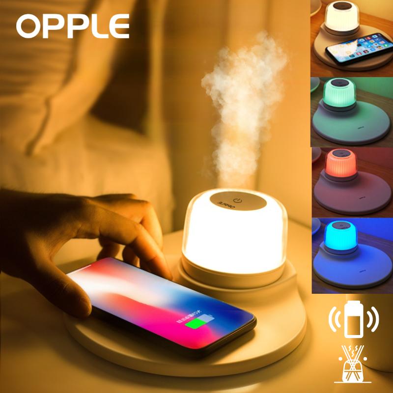 OPPLE RGB Smart Night Lamp with Wireless Fast Charging and Aromatherapy for Bedroom Wall Decor
