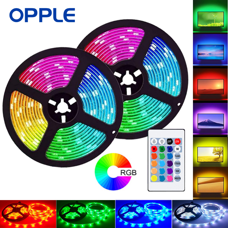 OPPLE USB-powered flexible RGB LED strip light with remote for room and desk decoration
