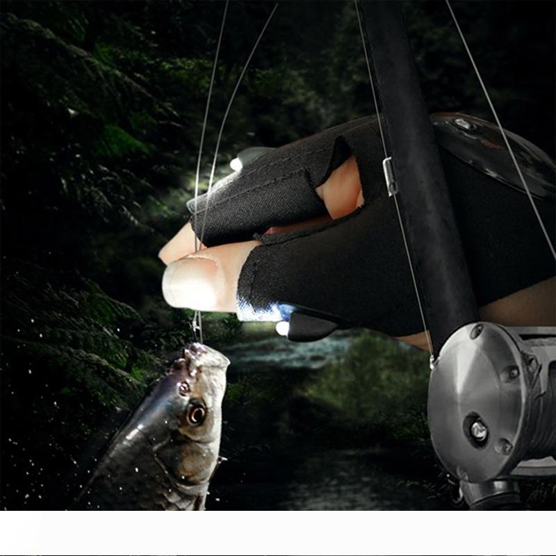 Outdoor LED gloves for fishing, camping, and rescue with dual white lights